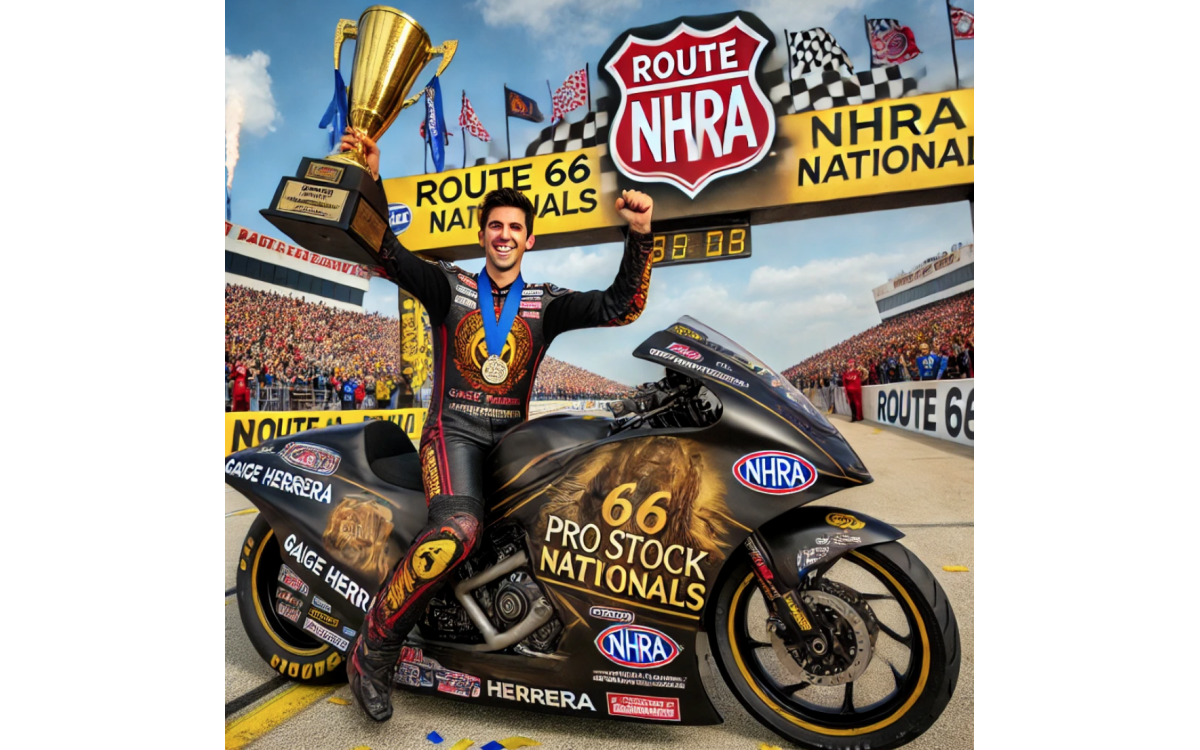 Gaige Herrera Wins Route 66 NHRA Nationals, Ties NHRA Pro Stock Motorcycle Win-Streak Record